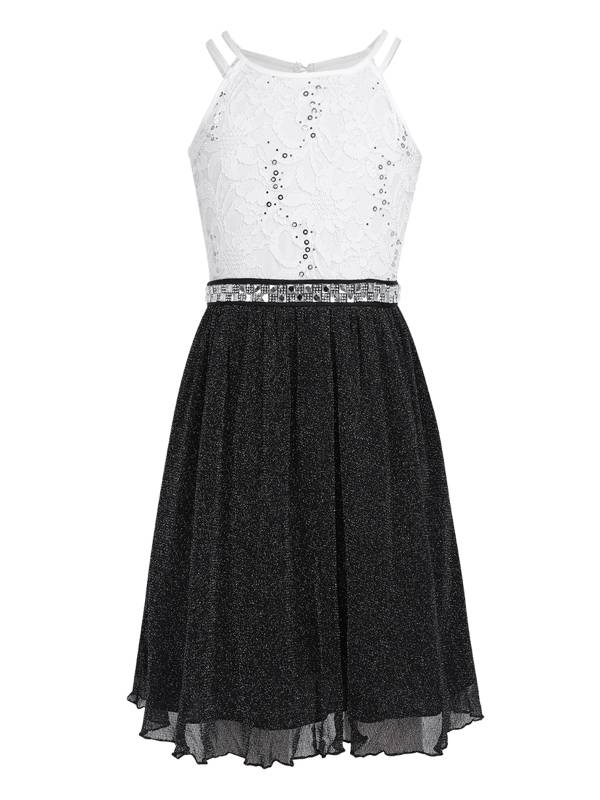Kids Girls Sequined Floral Lace Tank Dress thumb