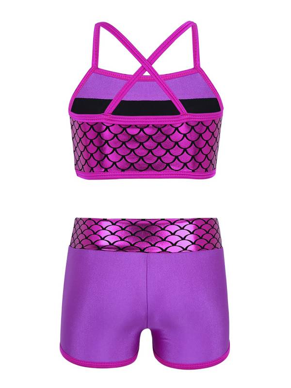 Kids Girls 2pcs Sequins Mermaid Scales Tank Top with Bottoms Set thumb