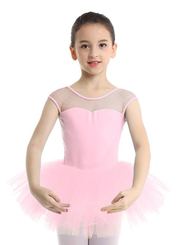 Kids Girls Sleeveless Mesh Ballet Dance Leotard Tutu Dress thumb