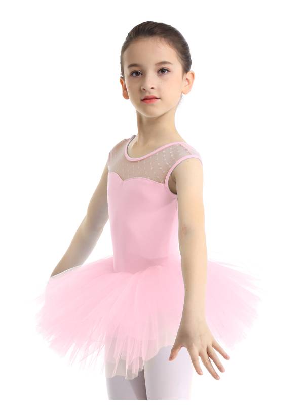 Kids Girls Sleeveless Mesh Ballet Dance Leotard Tutu Dress thumb