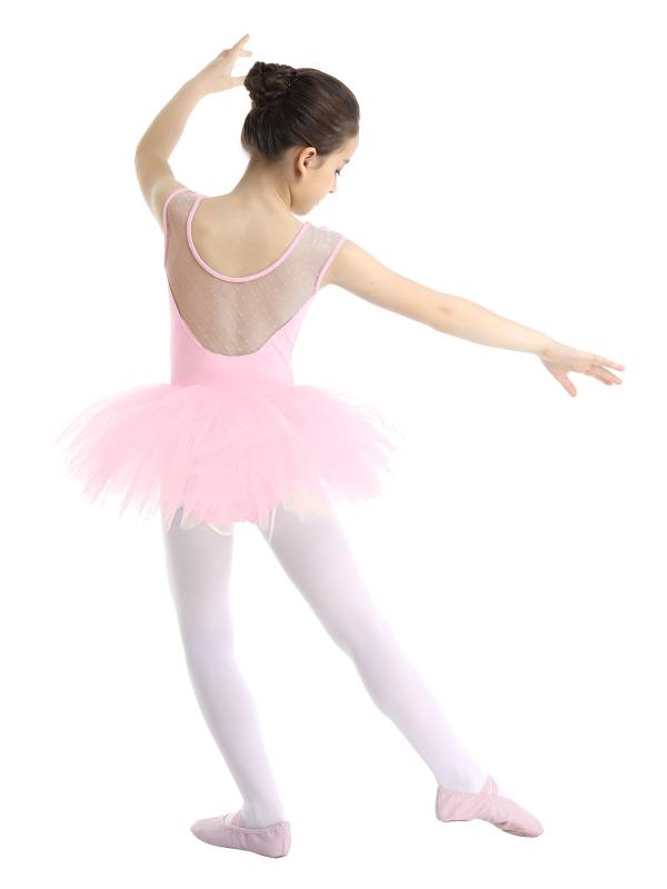 Kids Girls Sleeveless Mesh Ballet Dance Leotard Tutu Dress thumb