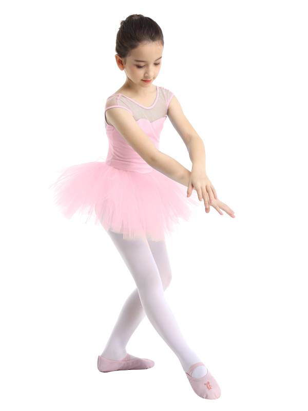Kids Girls Sleeveless Mesh Ballet Dance Leotard Tutu Dress thumb