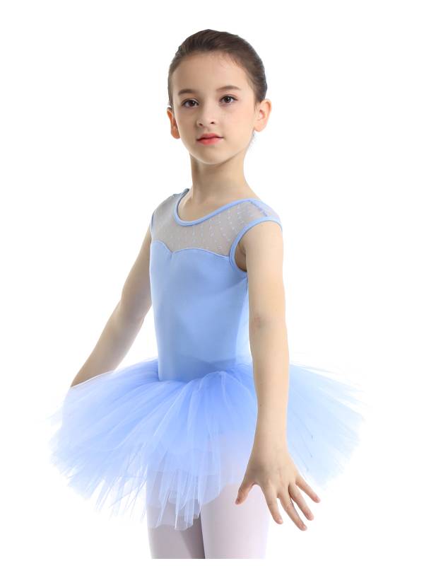 Kids Girls Sleeveless Mesh Ballet Dance Leotard Tutu Dress thumb