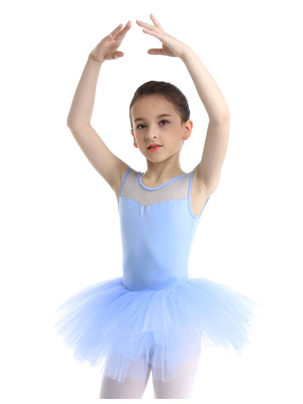 Kids Girls Sleeveless Mesh Ballet Dance Leotard Tutu Dress thumb
