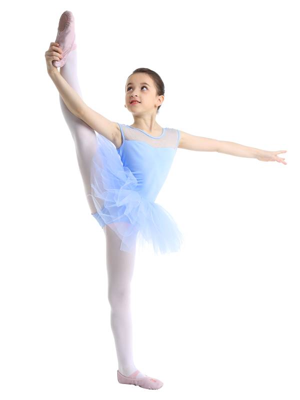 Kids Girls Sleeveless Mesh Ballet Dance Leotard Tutu Dress thumb