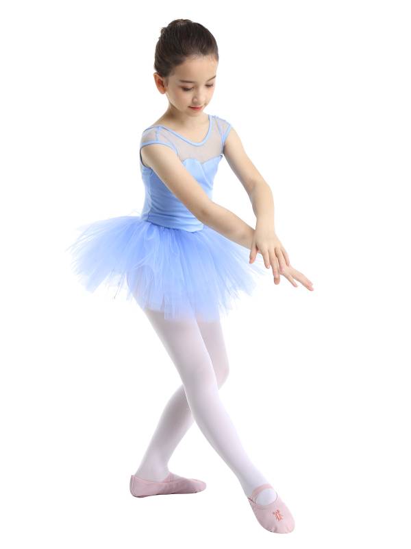 Kids Girls Sleeveless Mesh Ballet Dance Leotard Tutu Dress thumb