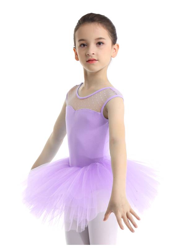 Kids Girls Sleeveless Mesh Ballet Dance Leotard Tutu Dress thumb