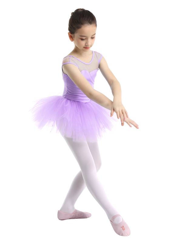 Kids Girls Sleeveless Mesh Ballet Dance Leotard Tutu Dress thumb