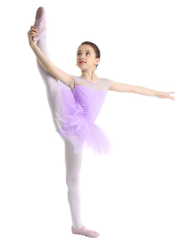 Kids Girls Sleeveless Mesh Ballet Dance Leotard Tutu Dress thumb
