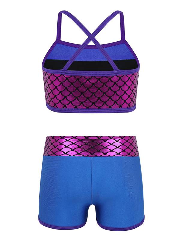 Kids Girls 2pcs Sequins Mermaid Scales Tank Top with Bottoms Set thumb