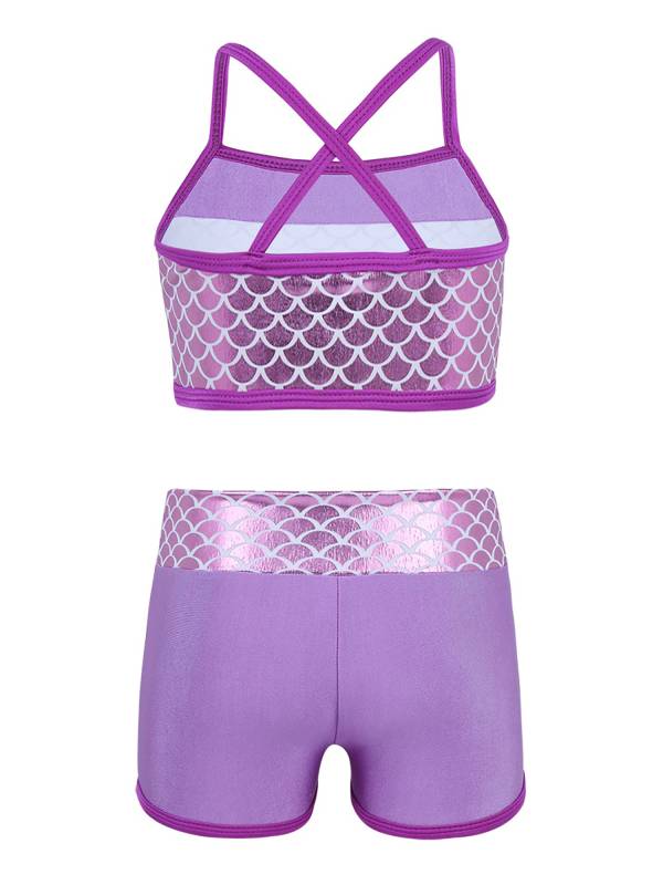 Kids Girls 2pcs Sequins Mermaid Scales Tank Top with Bottoms Set thumb
