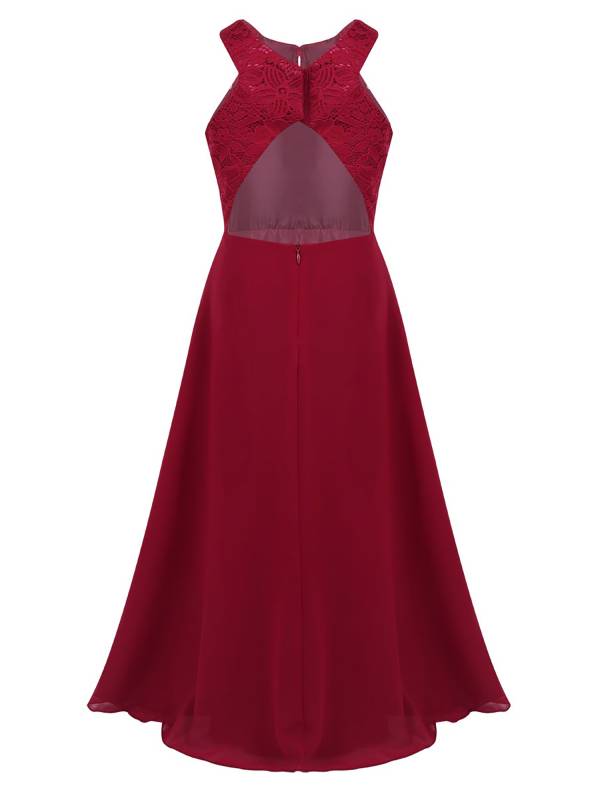 Kids Girls Back Hollowing Maxi Party Wedding Dress thumb