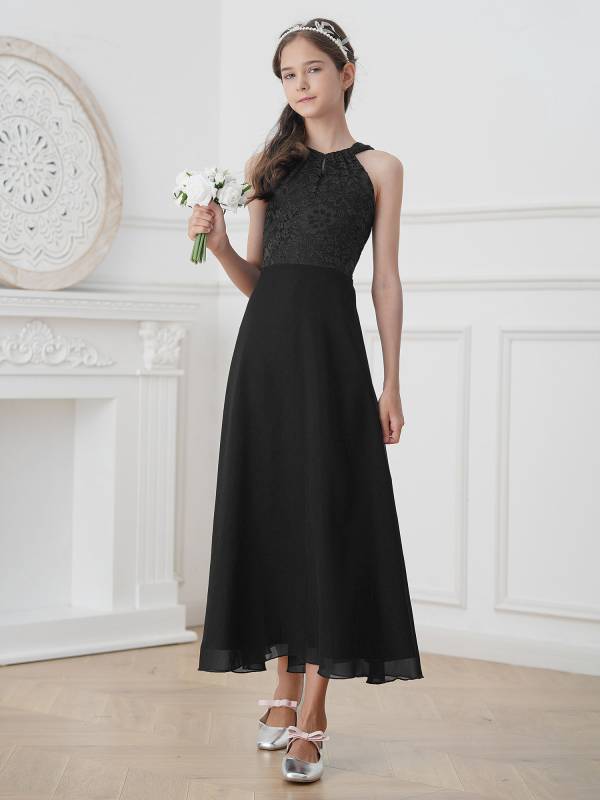 Kids Girls Back Hollowing Maxi Party Wedding Dress thumb