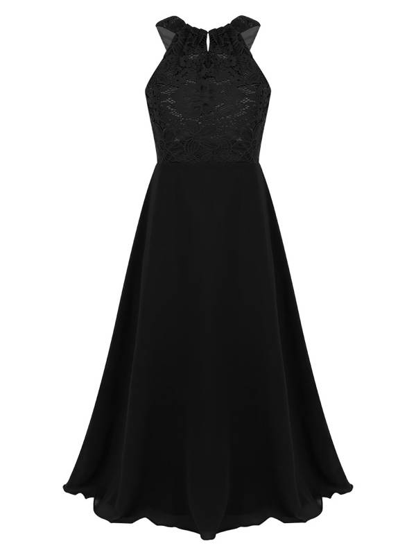 Kids Girls Back Hollowing Maxi Party Wedding Dress thumb