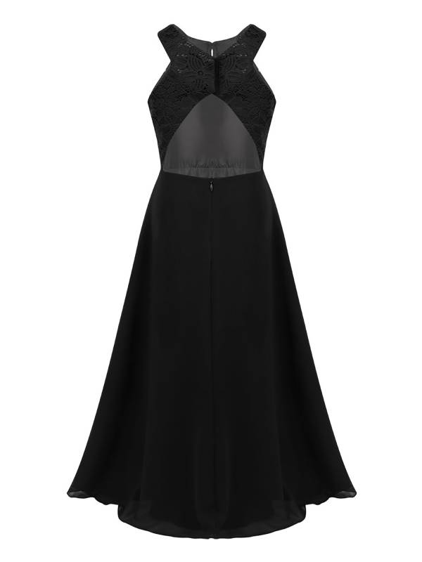 Kids Girls Back Hollowing Maxi Party Wedding Dress thumb