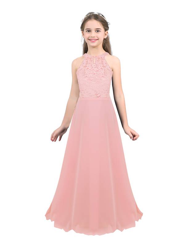 Kids Girls Back Hollowing Maxi Party Wedding Dress thumb
