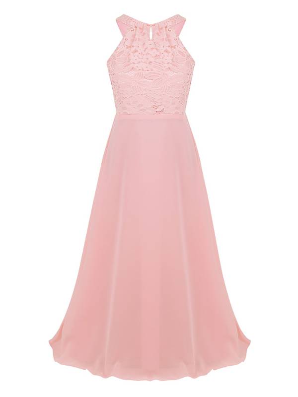 Kids Girls Back Hollowing Maxi Party Wedding Dress thumb