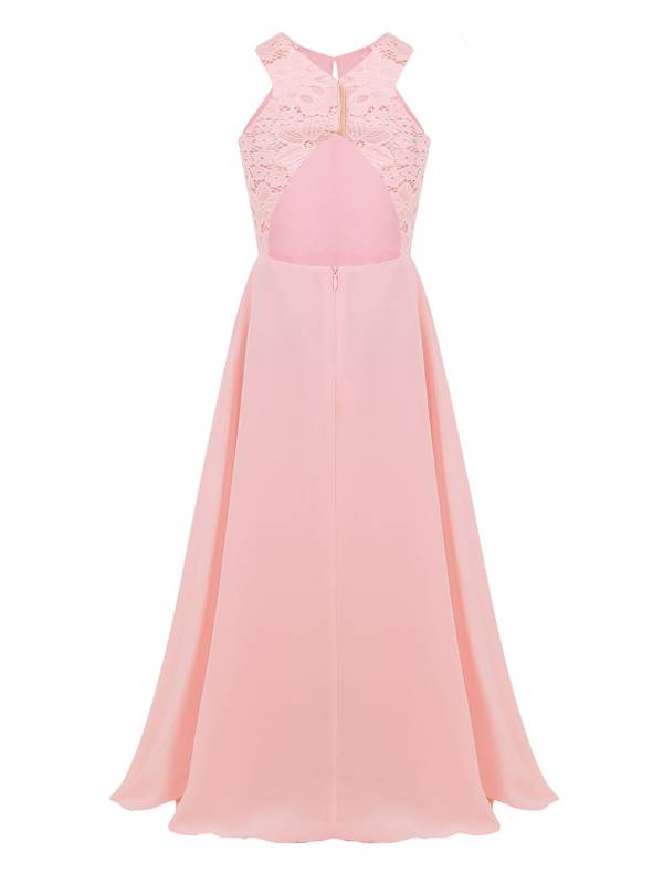 Kids Girls Back Hollowing Maxi Party Wedding Dress thumb