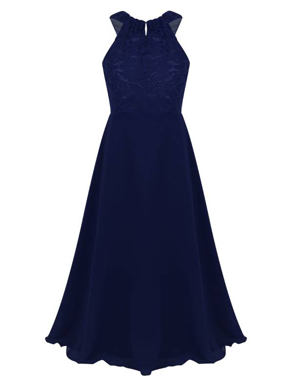 Kids Girls Back Hollowing Maxi Party Wedding Dress thumb