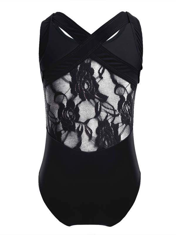 Kids Girls Sleeveless Lace Ballet Dance Leotard thumb