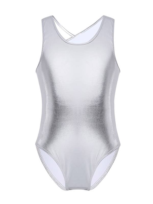Kids Girls Sleeveless Glittery Ballet Dance Leotard thumb