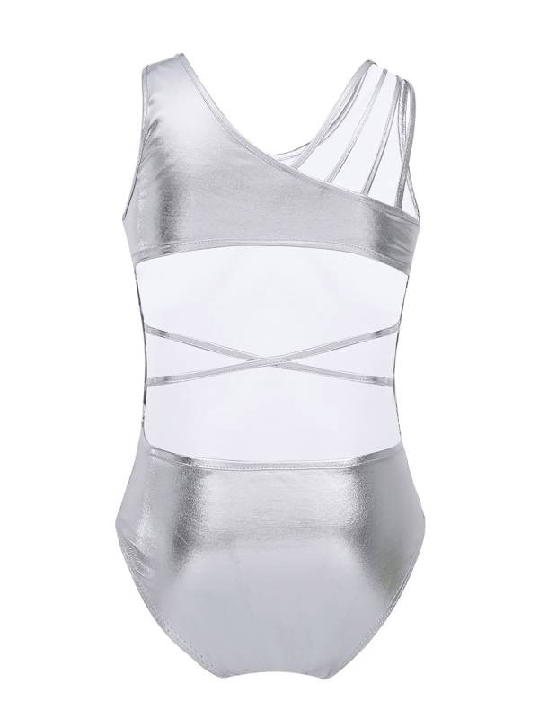 Kids Girls Sleeveless Glittery Ballet Dance Leotard thumb