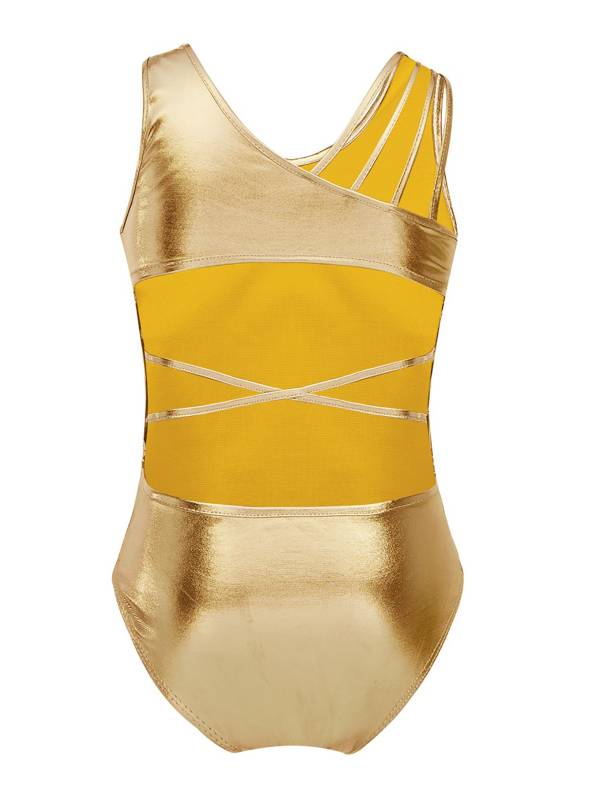 Kids Girls Sleeveless Glittery Ballet Dance Leotard thumb