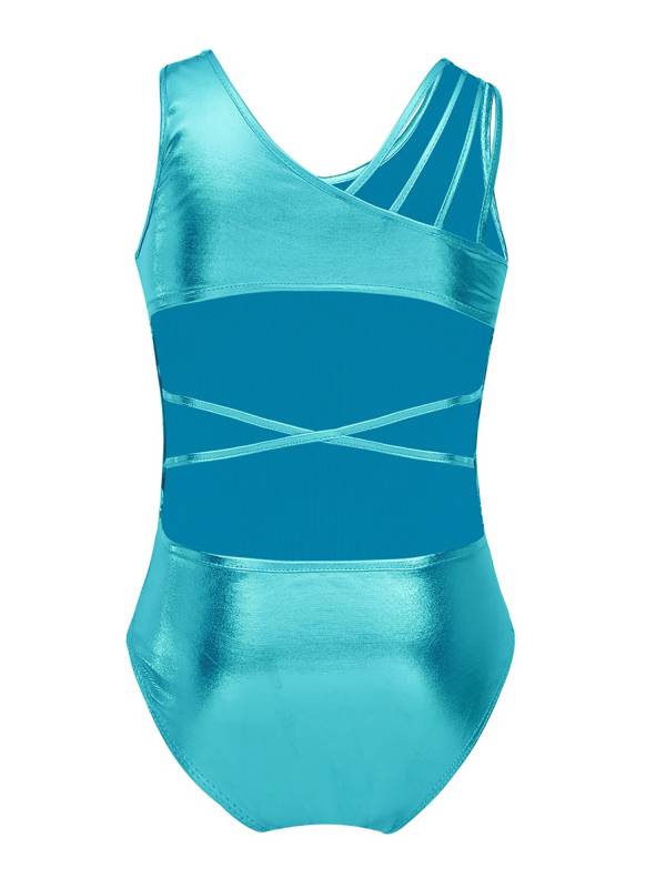 Kids Girls Sleeveless Glittery Ballet Dance Leotard thumb