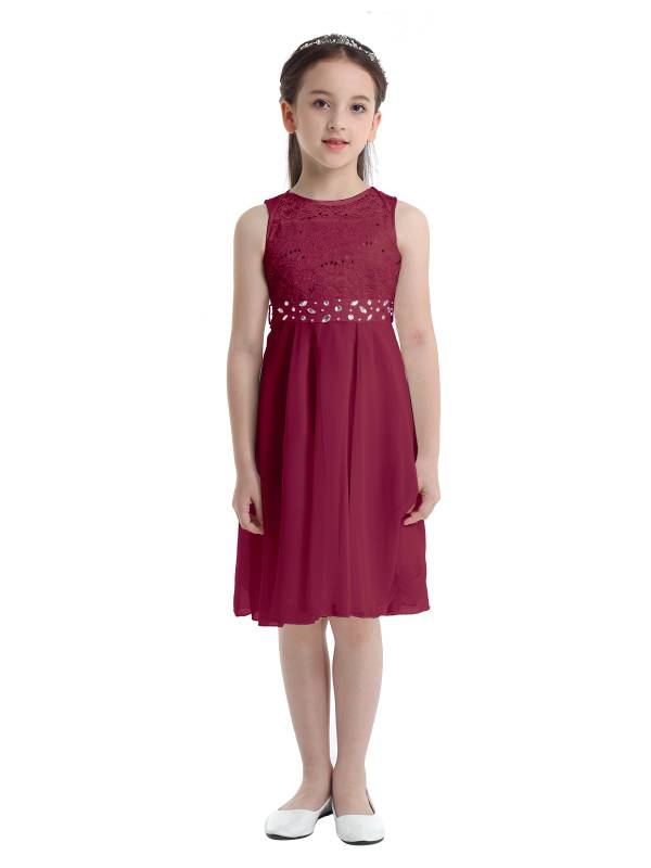 Girls Sequined Lace Chiffon Flower Girls Dresses thumb