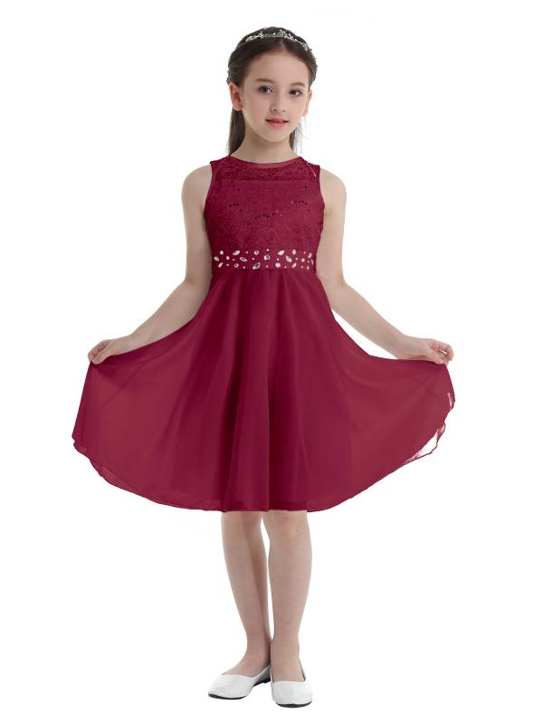 Girls Sequined Lace Chiffon Flower Girls Dresses thumb