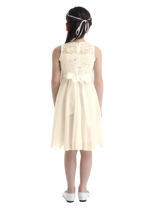 Girls Sequined Lace Chiffon Flower Girls Dresses thumb