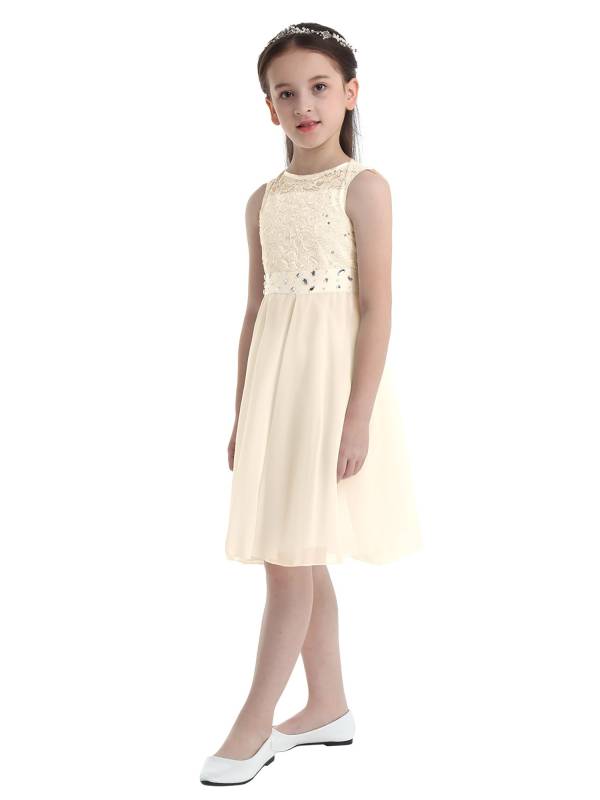 Girls Sequined Lace Chiffon Flower Girls Dresses thumb