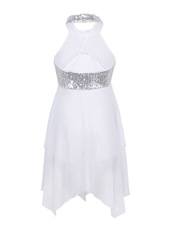 Kids Girls Halter Sequins Lyrical Dance Leotard Dress thumb