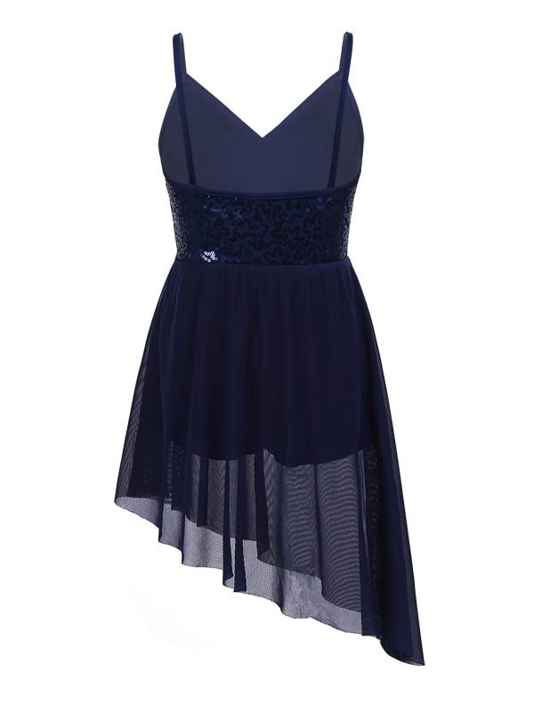 Kids Girls Straps V-Neck Sequined Latin Dance Dress thumb