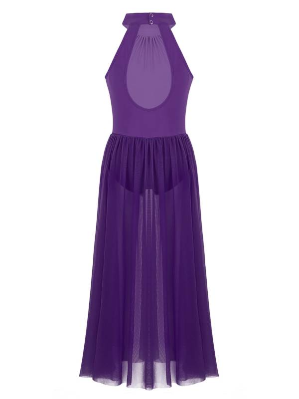 Kids Girls Sleeveless Leotard Dress for Lyrical Dance thumb