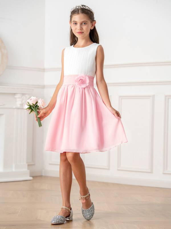 Kids Girls Colorblock Flower Girls Princess Dresses thumb