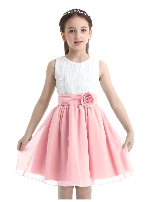 Kids Girls Colorblock Flower Girls Princess Dresses thumb
