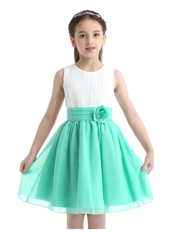 Kids Girls Colorblock Flower Girls Princess Dresses thumb