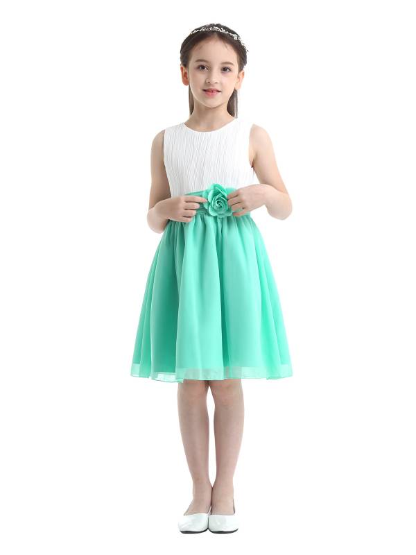 Kids Girls Colorblock Flower Girls Princess Dresses thumb