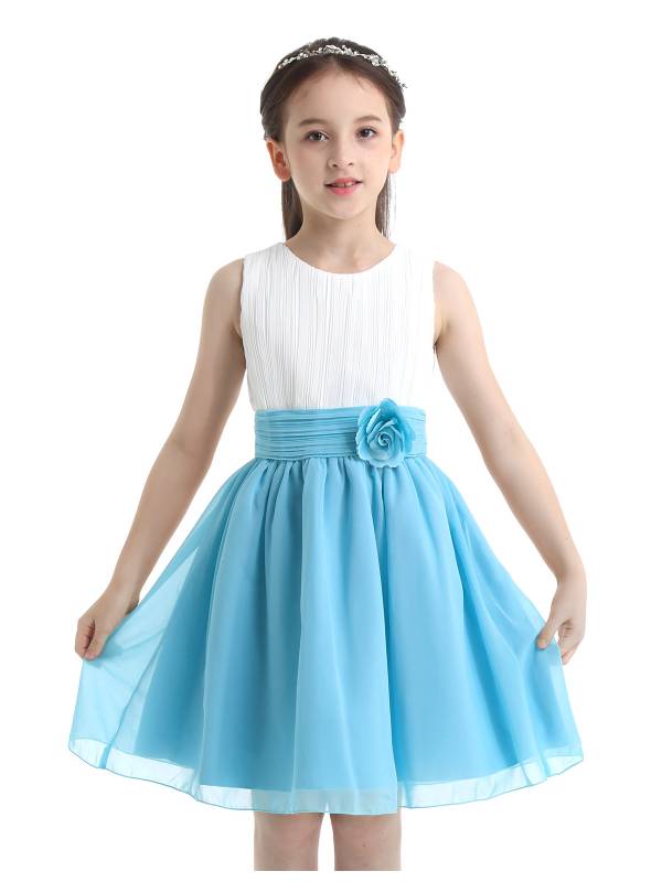 Kids Girls Colorblock Flower Girls Princess Dresses thumb