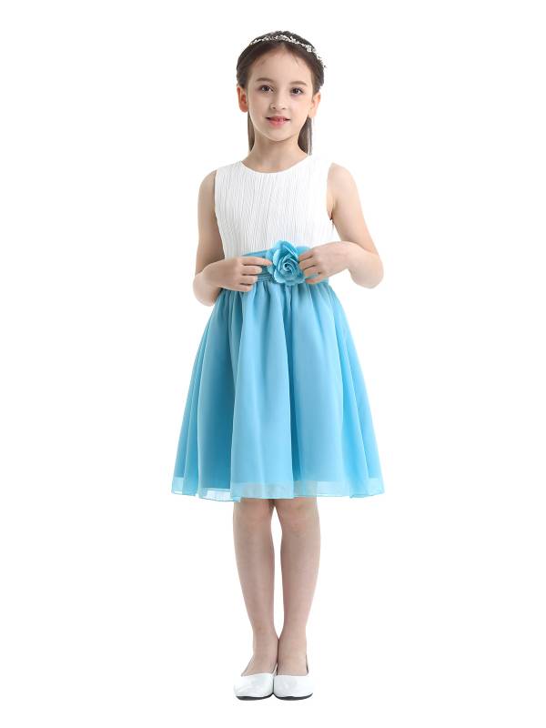 Kids Girls Colorblock Flower Girls Princess Dresses thumb