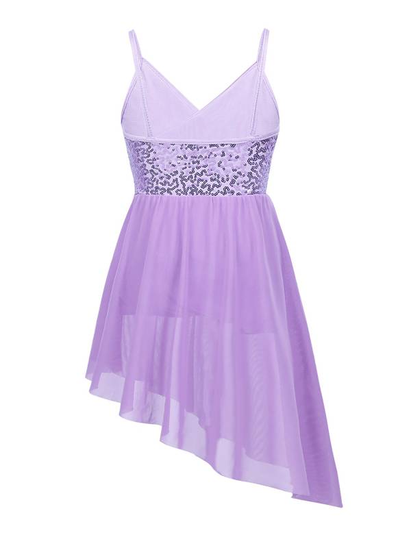 Kids Girls Straps V-Neck Sequined Latin Dance Dress thumb