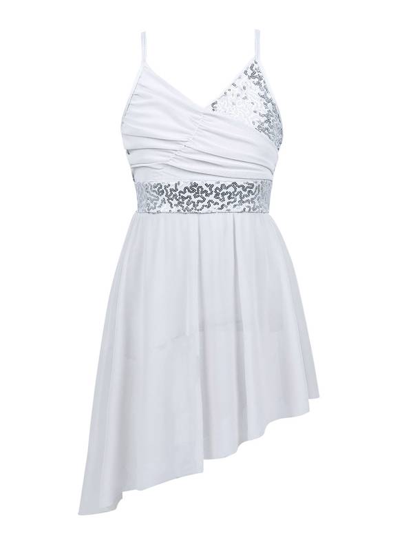 Kids Girls Straps V-Neck Sequined Latin Dance Dress thumb