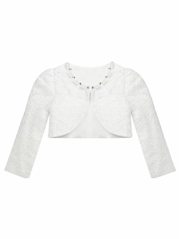 Toddler/Kids Girls Long-sleeve Lace Dress Bolero Cardigan thumb