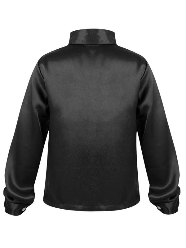 Kids Boys Glittery Sequin Long Sleeve Latin Dance Shirt thumb