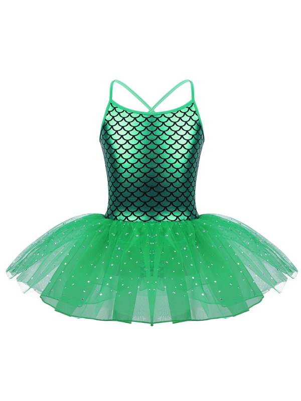 Kids Girls Glitter Mermaid Costume Ballet Dance Leotard Tutu Dress thumb