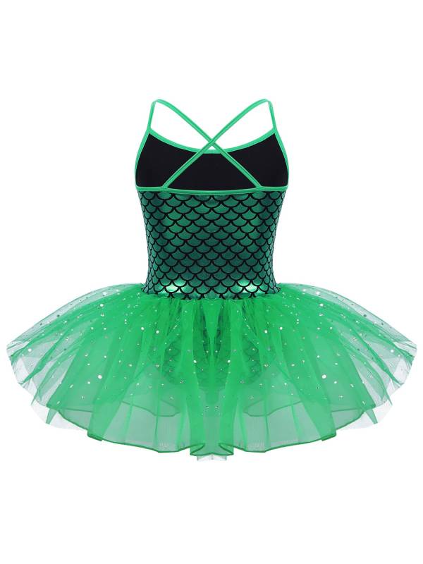 Kids Girls Glitter Mermaid Costume Ballet Dance Leotard Tutu Dress thumb
