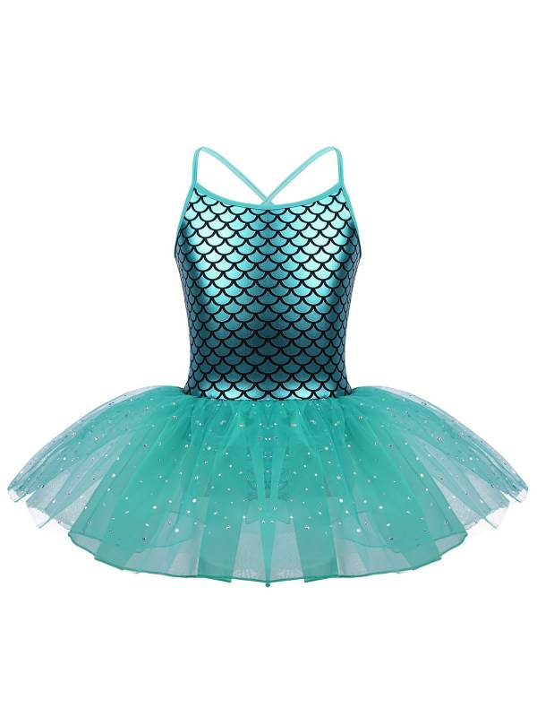 Kids Girls Glitter Mermaid Costume Ballet Dance Leotard Tutu Dress thumb