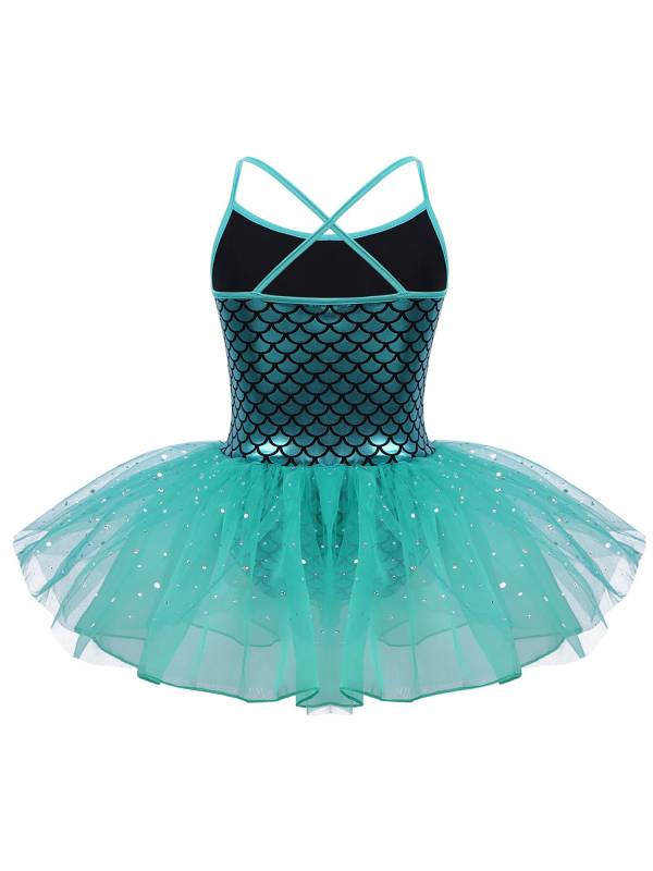 Kids Girls Glitter Mermaid Costume Ballet Dance Leotard Tutu Dress thumb