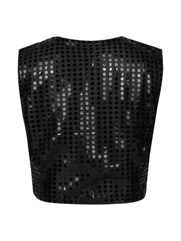 Kids Boys Glittery Sequin Jazz Dance Vest Waistcoat thumb